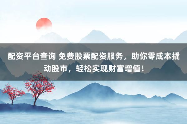 配资平台查询 免费股票配资服务，助你零成本撬动股市，轻松实现财富增值！