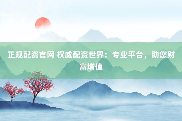 正规配资官网 权威配资世界：专业平台，助您财富增值