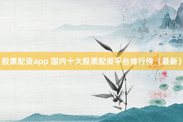 股票配资app 国内十大股票配资平台排行榜（最新）