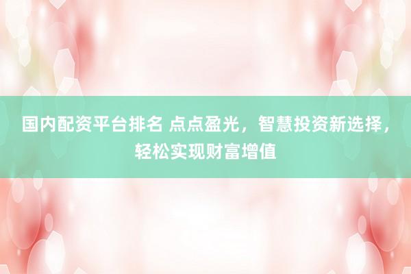 国内配资平台排名 点点盈光，智慧投资新选择，轻松实现财富增值