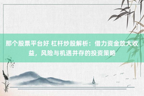 那个股票平台好 杠杆炒股解析：借力资金放大收益，风险与机遇并存的投资策略