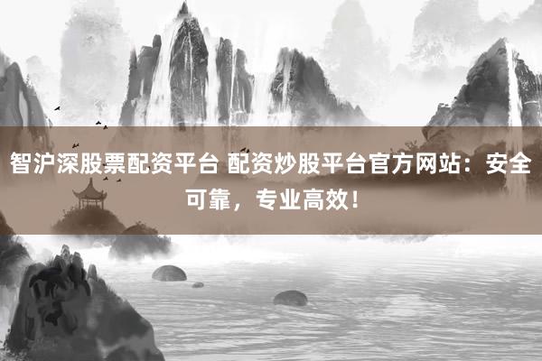 智沪深股票配资平台 配资炒股平台官方网站：安全可靠，专业高效！