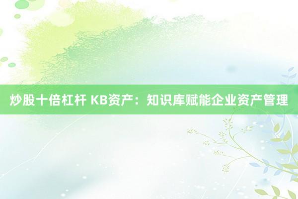 炒股十倍杠杆 KB资产：知识库赋能企业资产管理