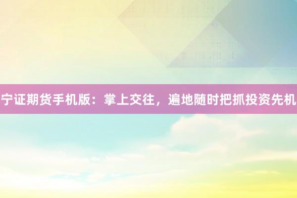宁证期货手机版：掌上交往，遍地随时把抓投资先机